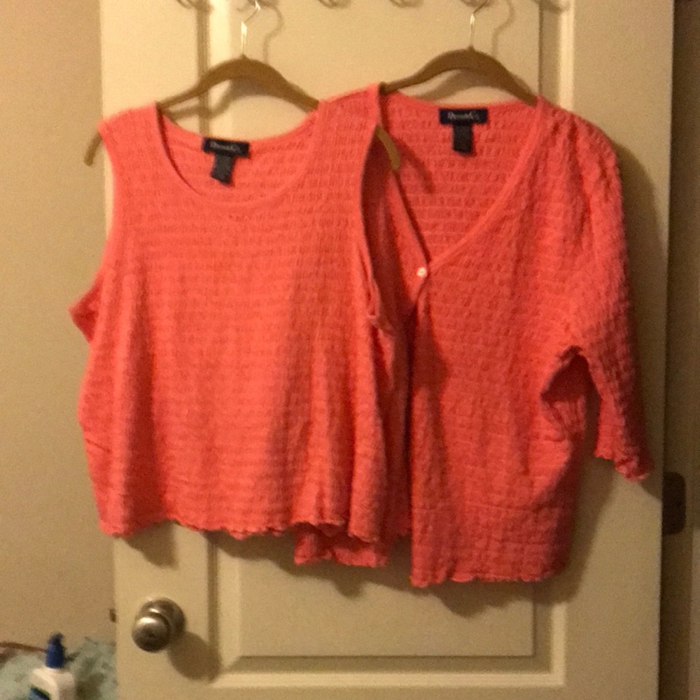 Denim & Co. 2PC. Top sz. X-Large color Orange.